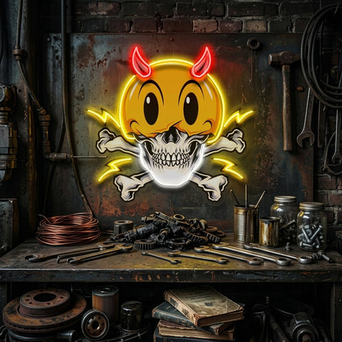 Emoji Hat Skull LED Neon Sign Light Pop Art