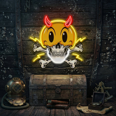 Emoji Hat Skull LED Neon Sign Light Pop Art
