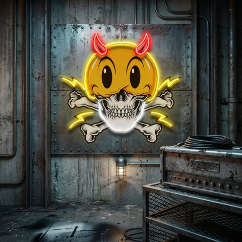 Emoji Hat Skull LED Neon Sign Light Pop Art