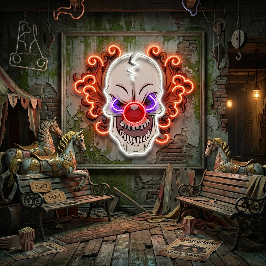Evil Clown Skull LED Neon Sign Light Pop Art