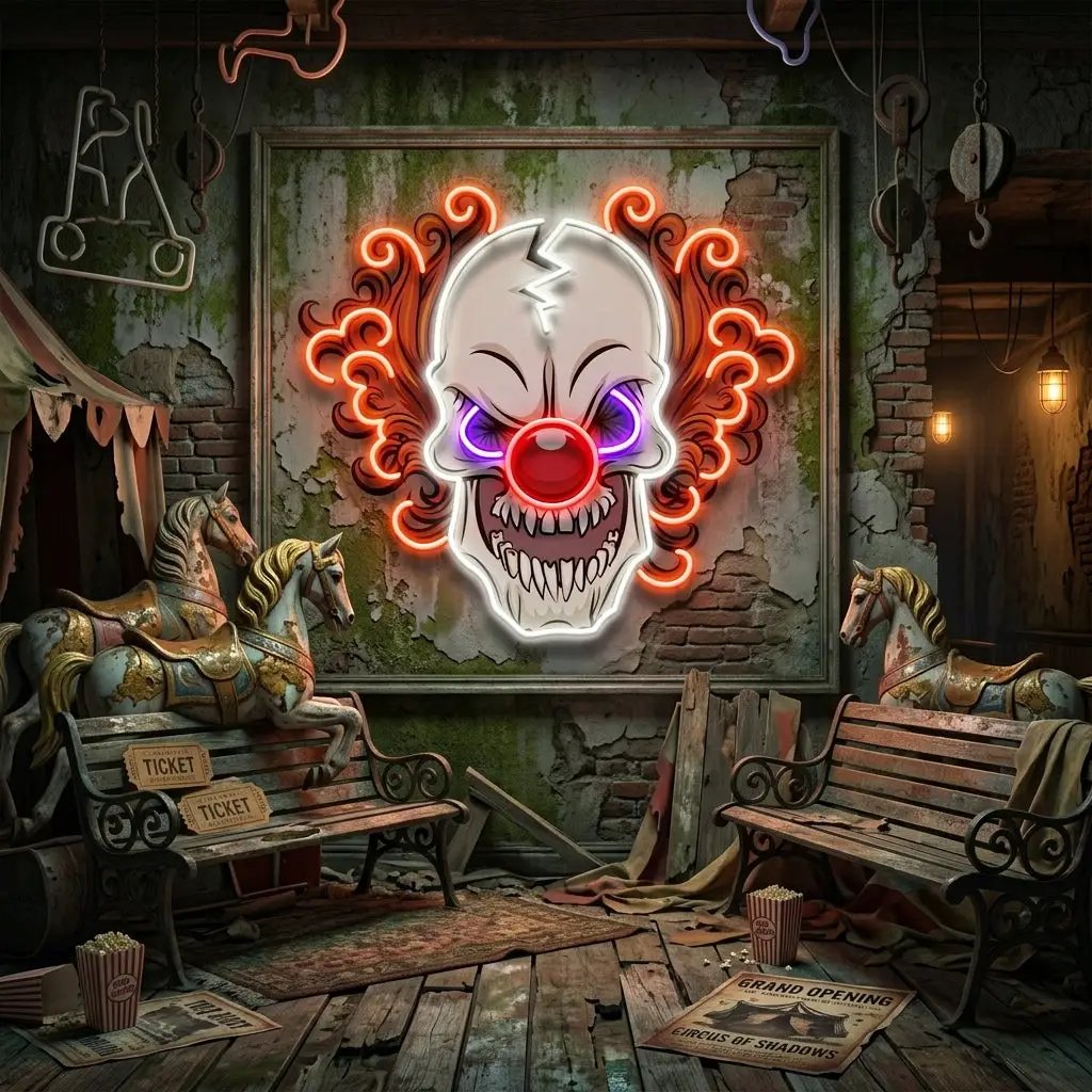 Evil Clown Skull LED Neon Sign Light Pop Art
