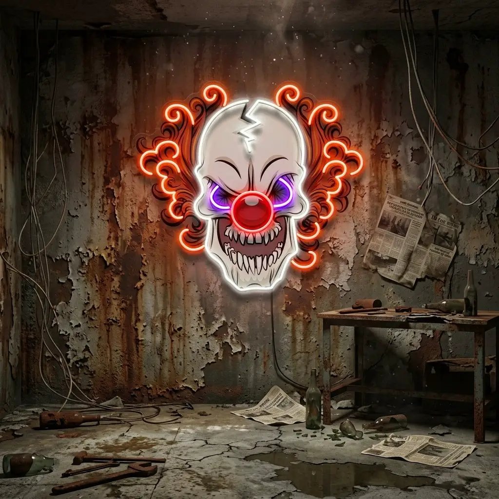 Evil Clown Skull LED Neon Sign Light Pop Art