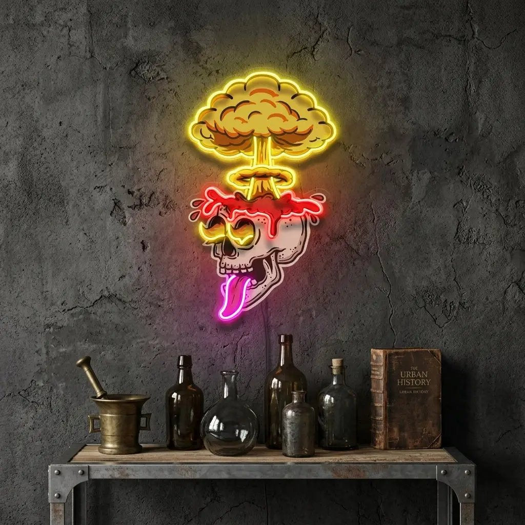 Exploded Skull LED Neon Sign Light Pop Art