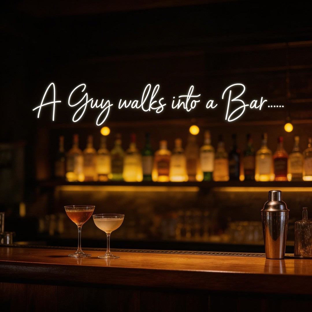 Custom Neon: A Guy walks i...