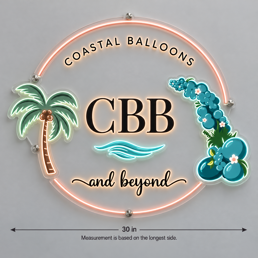 Coastal Balloons CBB Tropical Logo - Custom LED Neon Sign
