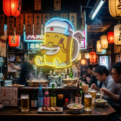 Beer Eating A Ramen Bowl LED Neon Sign Light Pop Art