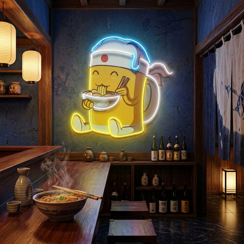 Beer Eating A Ramen Bowl LED Neon Sign Light Pop Art
