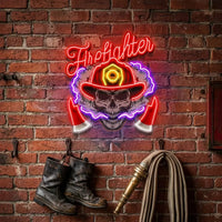Fire Fight Skull LED Neon Sign Light Pop Art
