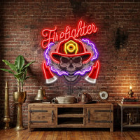Fire Fight Skull LED Neon Sign Light Pop Art