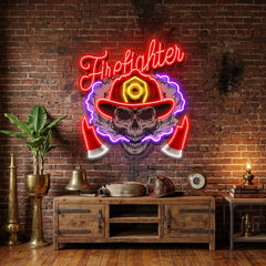 Fire Fight Skull LED Neon Sign Light Pop Art