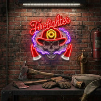 Fire Fight Skull LED Neon Sign Light Pop Art