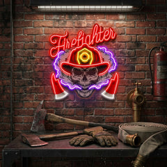 Fire Fight Skull LED Neon Sign Light Pop Art