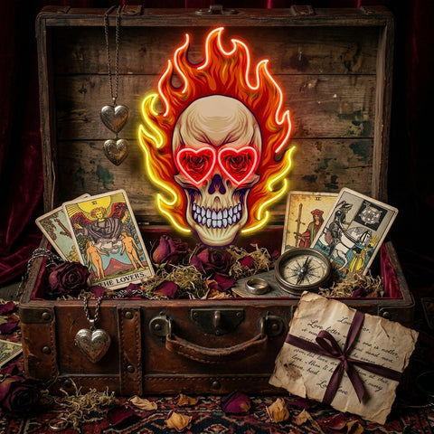 Fire Skull LED Neon Sign Light Pop Art