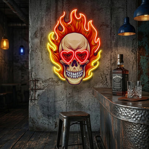 Fire Skull LED Neon Sign Light Pop Art