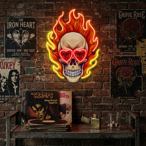 Fire Skull LED Neon Sign Light Pop Art