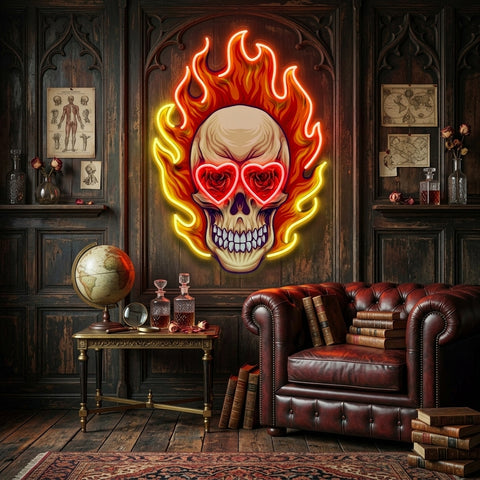 Fire Skull LED Neon Sign Light Pop Art