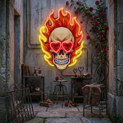Fire Skull LED Neon Sign Light Pop Art