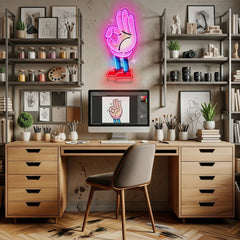 Flat Ok Fingers Hand LED Neon Sign Light Pop Art