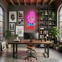 Flat Ok Fingers Hand LED Neon Sign Light Pop Art