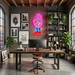 Flat Ok Fingers Hand LED Neon Sign Light Pop Art