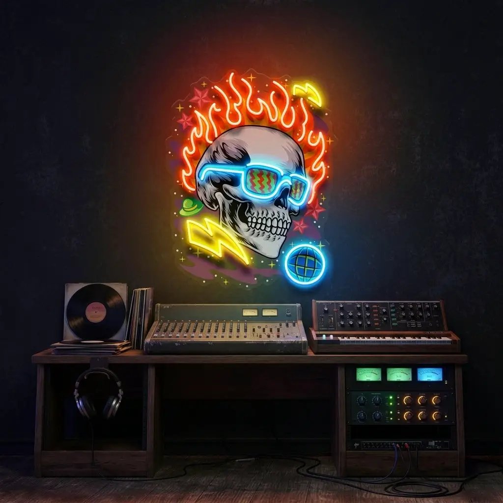 Galaxy Skull LED Neon Sign Light Pop Art