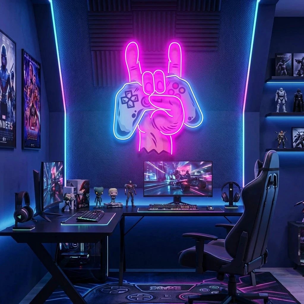 Game Hand Sign Artwork Led Neon Sign Light
