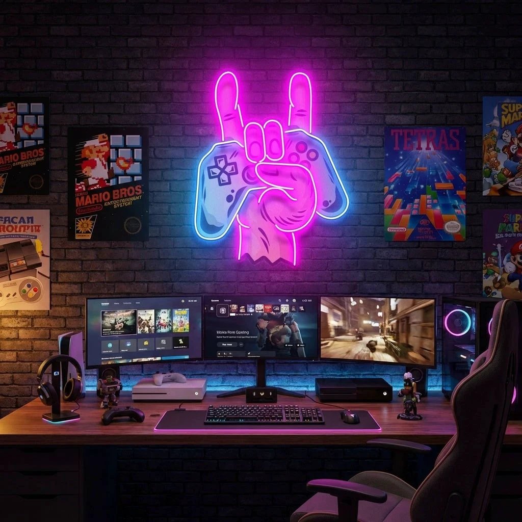 Game Hand Sign Artwork Led Neon Sign Light