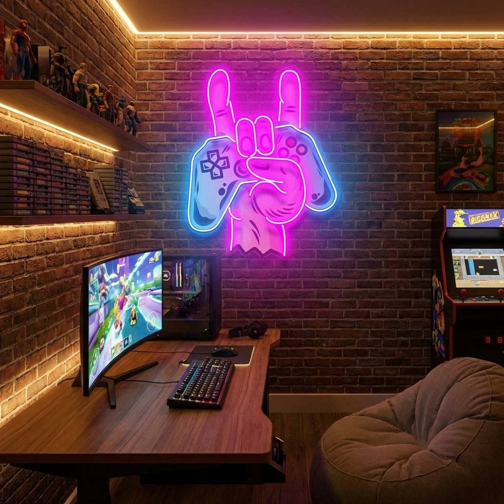 Game Hand Sign Artwork Led Neon Sign Light