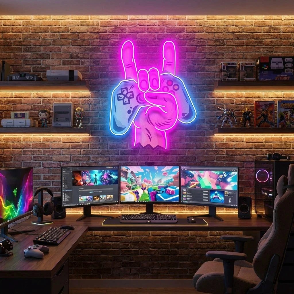 Game Hand Sign Artwork Led Neon Sign Light
