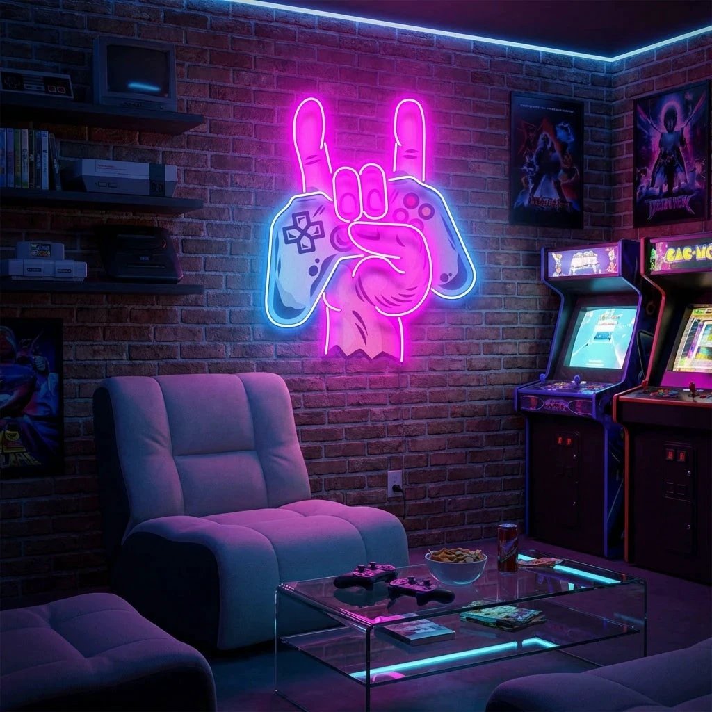Game Hand Sign Artwork Led Neon Sign Light