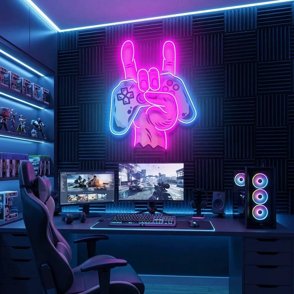 Game Hand Sign Artwork Led Neon Sign Light