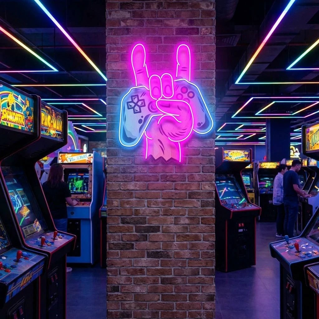 Game Hand Sign Artwork Led Neon Sign Light