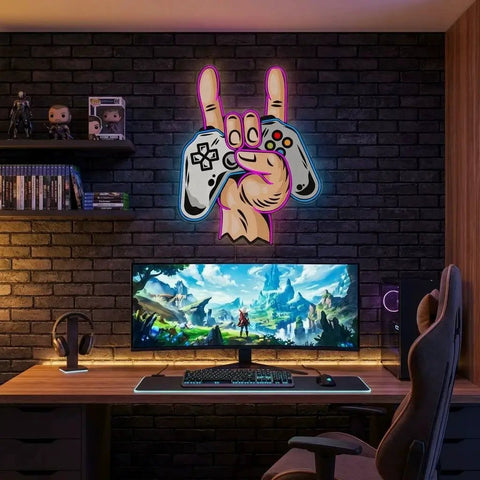 Game Hand Sign Artwork Led Neon Sign Light