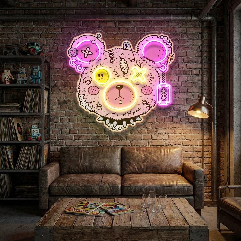 Gangsta Bear Artwork Led Neon Sign Light