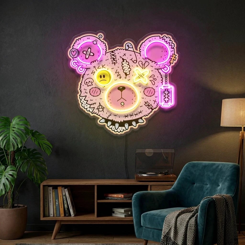 Gangsta Bear Artwork Led Neon Sign Light