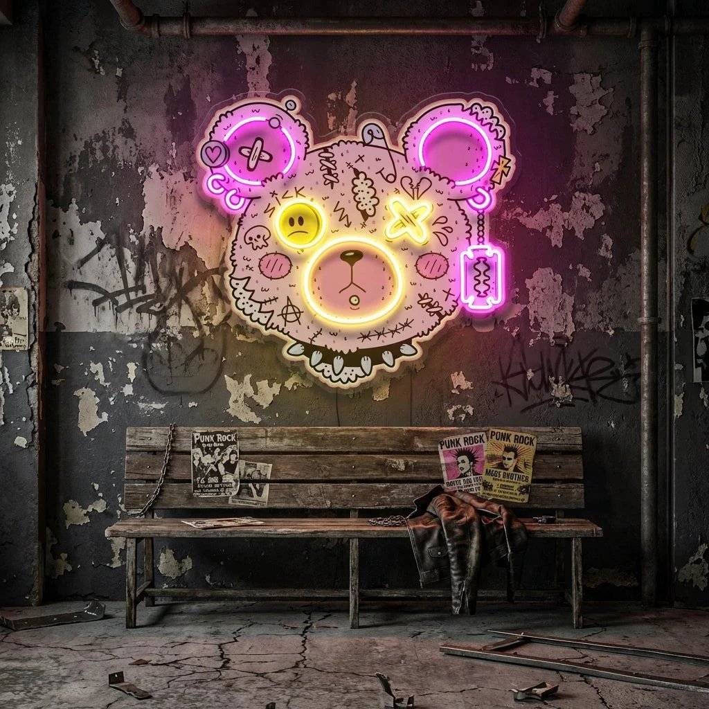 Gangsta Bear Artwork Led Neon Sign Light