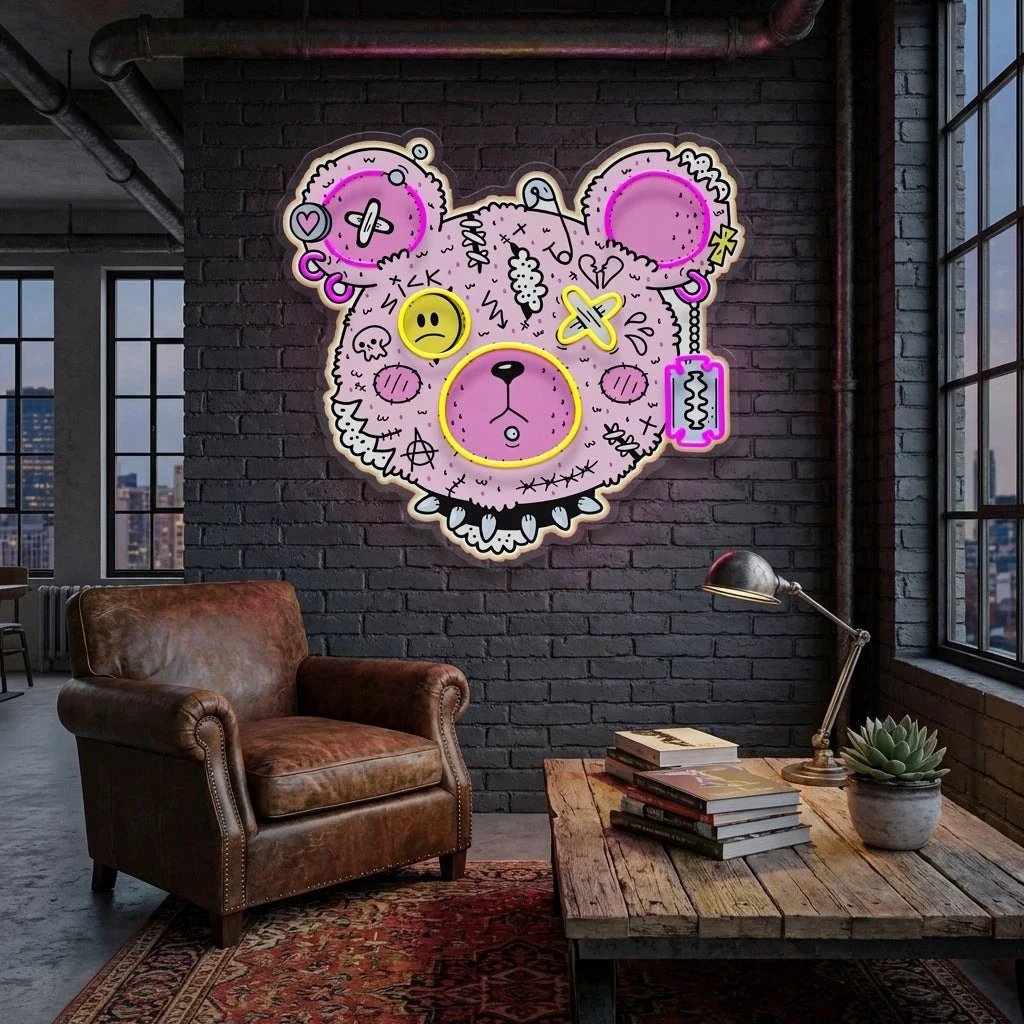 Gangsta Bear Artwork Led Neon Sign Light