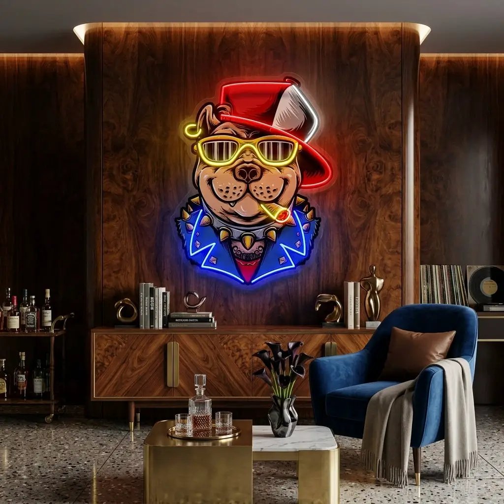 Ganster Dog LED Neon Sign Light Pop Art