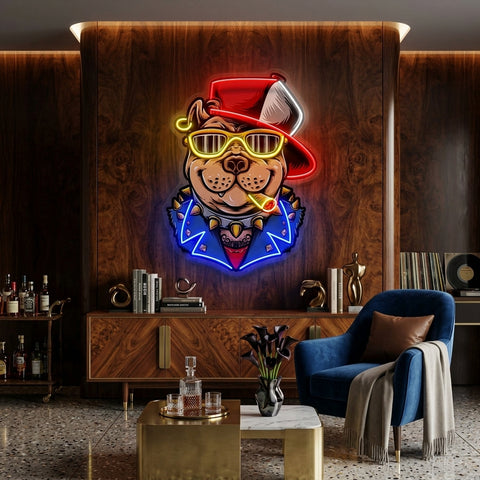 Ganster Dog LED Neon Sign Light Pop Art