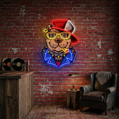 Ganster Dog LED Neon Sign Light Pop Art