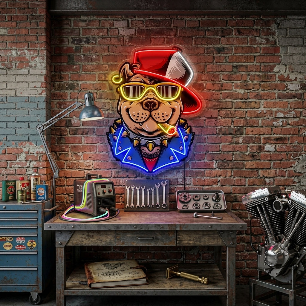 Ganster Dog LED Neon Sign Light Pop Art