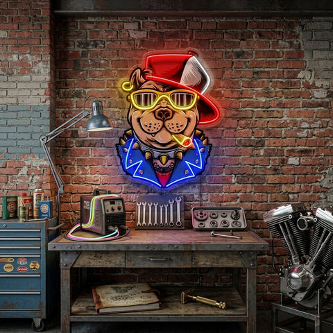 Ganster Dog LED Neon Sign Light Pop Art