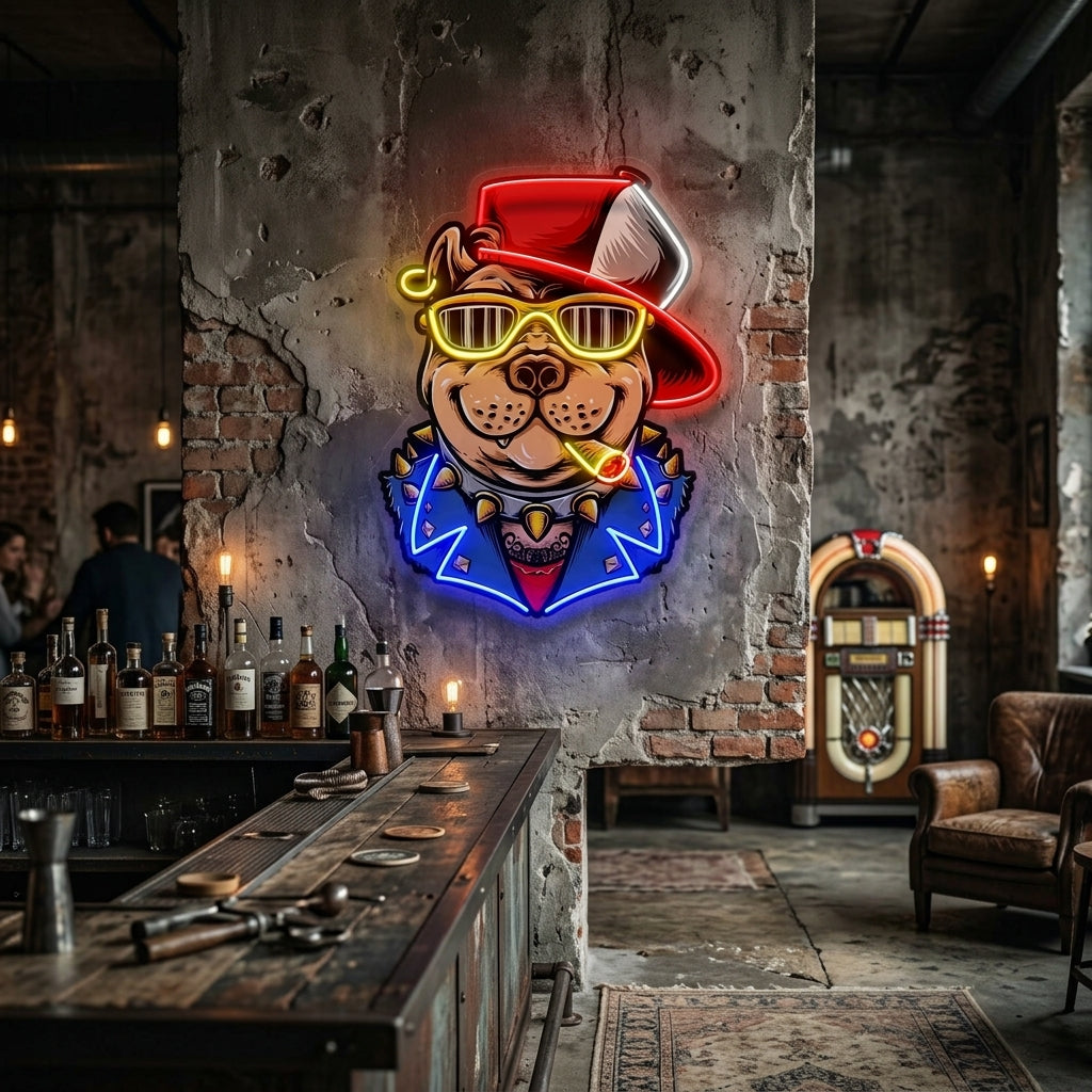 Ganster Dog LED Neon Sign Light Pop Art