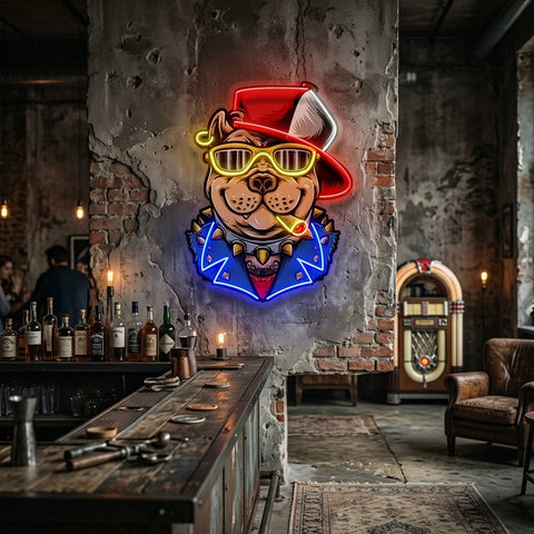 Ganster Dog LED Neon Sign Light Pop Art