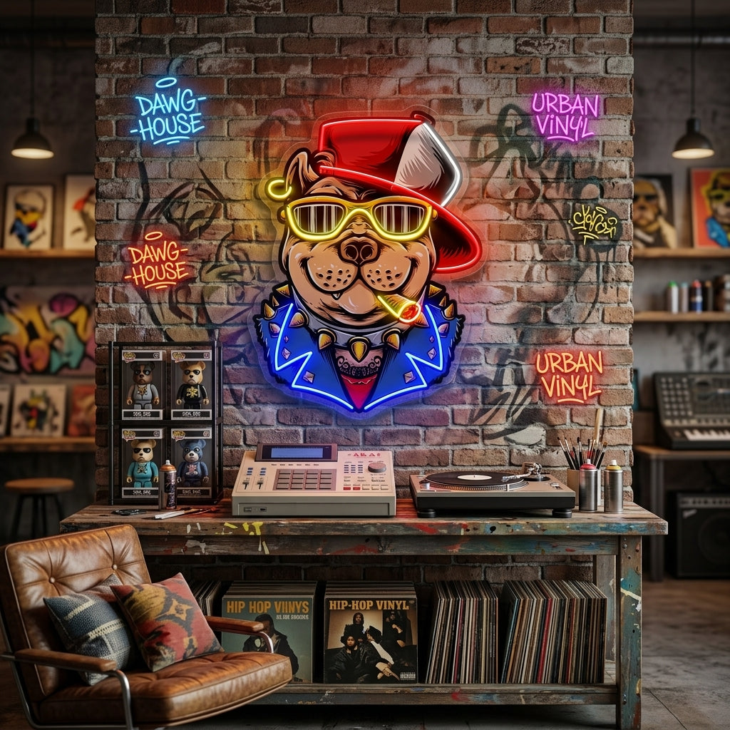 Ganster Dog LED Neon Sign Light Pop Art