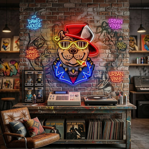 Ganster Dog LED Neon Sign Light Pop Art