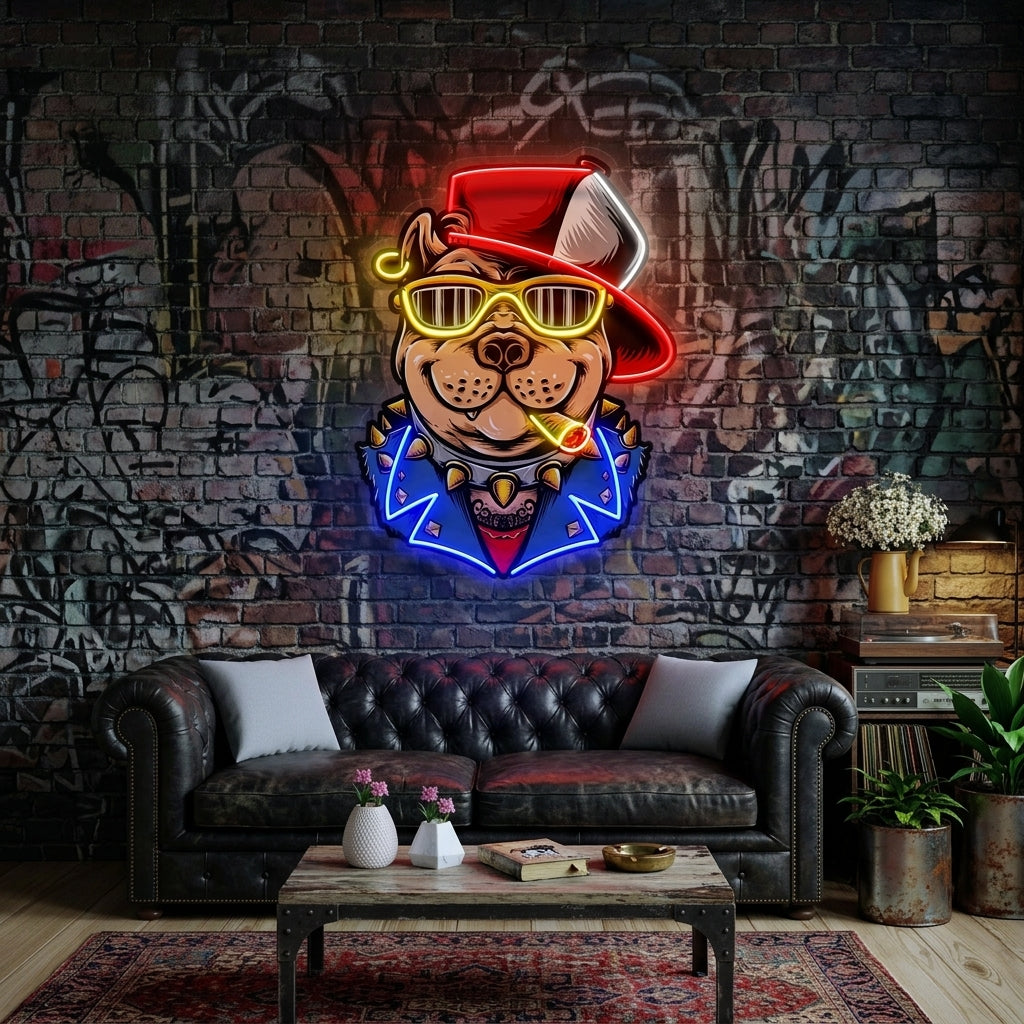 Ganster Dog LED Neon Sign Light Pop Art