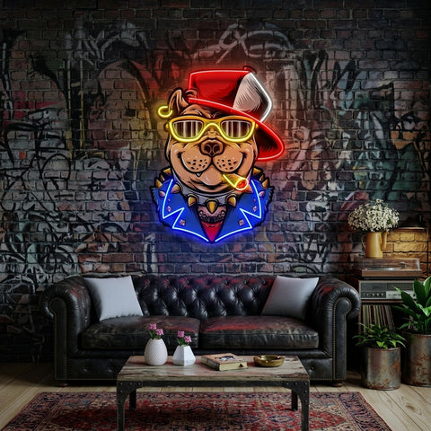 Ganster Dog LED Neon Sign Light Pop Art