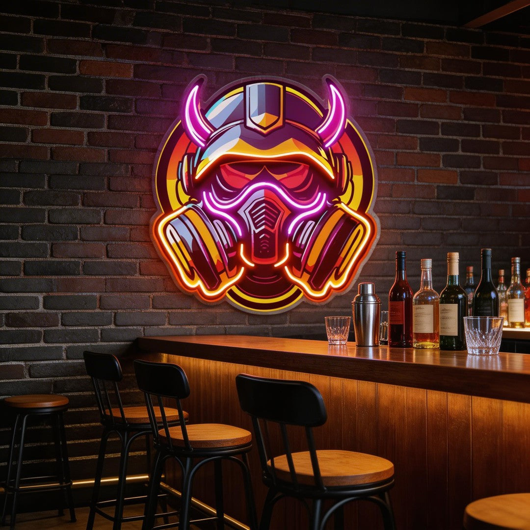 Gas Mask Esport LED Neon Sign Light Pop Art