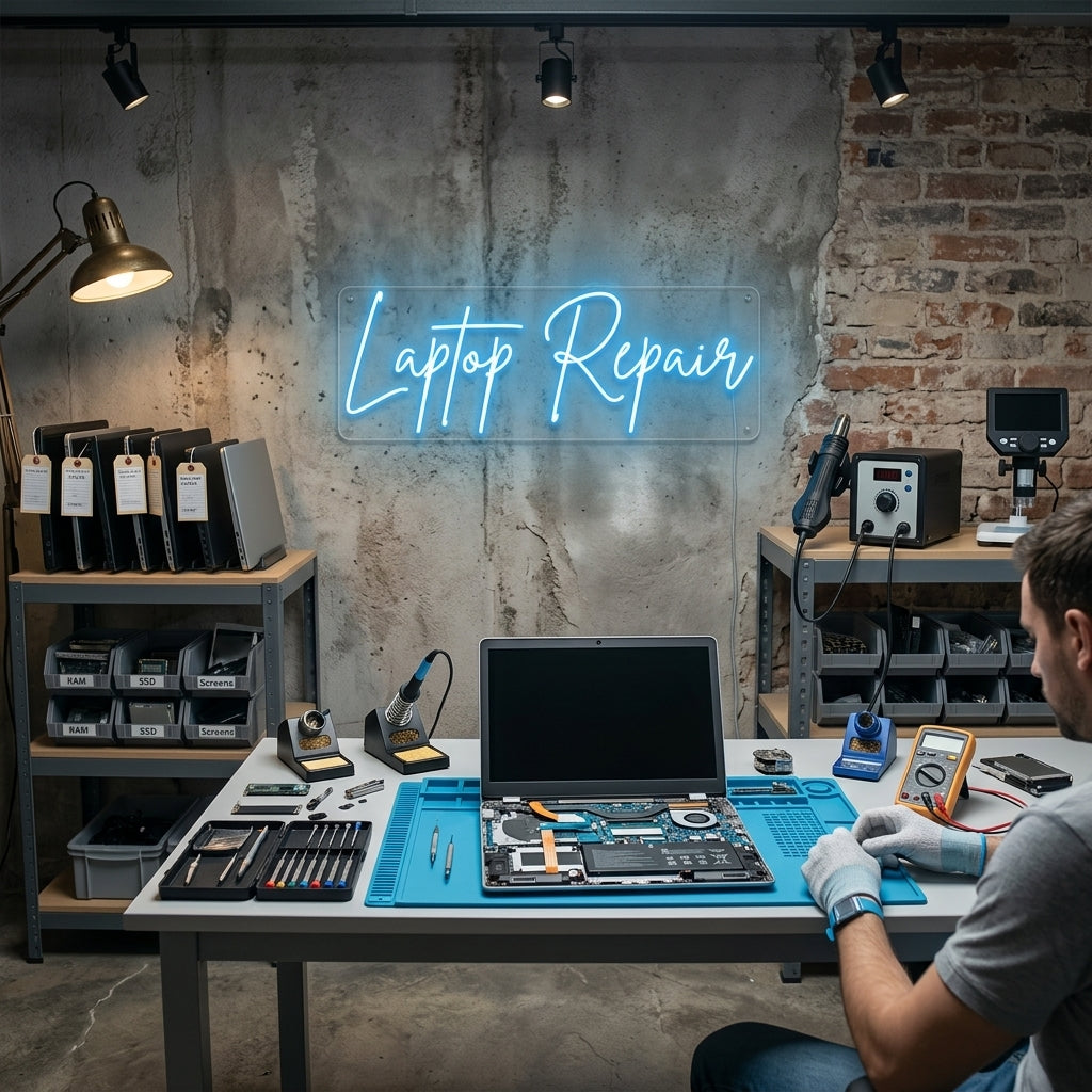 Custom Neon: Laptop Repair